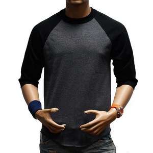 Camiseta de cuello redondo de manga raglán para hombre, ropa deportiva para gimnasio, 80 algodón, 20 poliéster, camiseta de béisbol de alta calidad, camiseta OEM - Product Image 2