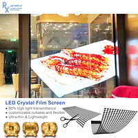 Écran LED transparent flexible programmable en couleur HD RX, écran LED holographique, à coller sur le verre, publicité intérieure, magasin