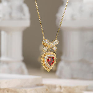 Collier en argent sterling Jeulia Radiant Love Halo Heart Cut, cadeau idéal - Product Image 5