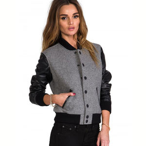 Vestes d'université de baseball en coton personnalisées élégantes pour femmes surdimensionnées avec doublure en laine techniques imprimées tricotées respirantes - Product Image 1