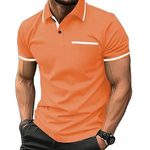Camiseta Polo de Verano para Hombre, Estilo Urbano, Cuello Camisero, Corte Ajustado Informal, Manga Corta, Color Puro, Secado Rápido, Poliéster - Product Image 1