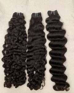 100% cuticule naturelle non traitée noir lâche vague profonde tissage indien Remy Extensions de cheveux femmes fabricants en gros - Product Image 1