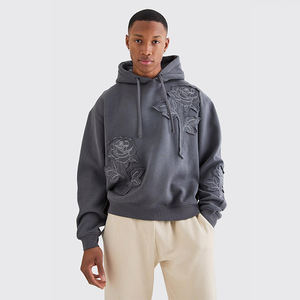 Sweat-shirts à capuche pour hommes 2025, en coton 100% tricoté, 400 g/m², écologiques, imprimés en relief, design personnalisé, cordon de serrage, coupe classique - Product Image 2