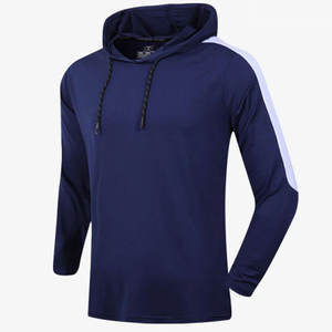 Camiseta Deportiva con Capucha de Manga Larga para Gimnasio y Fisicoculturismo, Ligera y de Secado Rápido, Color Azul Marino - Product Image 1