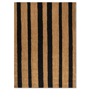 Tapis en jute et chanvre noués à la main Nomadic Threads beige et marron, motif rayé PKJT-142 pour usage domestique - Product Image 1