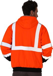 Sweat à capuche de sécurité pour homme Sweat-shirt réfléchissant doublé polaire Classe 3 Veste haute visibilité robuste - Product Image 4