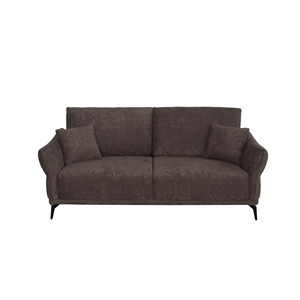 Modern Three Seat Fabric Sofa Upholstered Cushion Back Rolled Arms Metal Legs <b>Deep</b> Brown Living Room Couch - Product Image 5