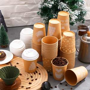 Vasos Desechables Biodegradables y Reciclables de PET/PLA para Bebidas Frías con Tapas Antiderrames, Libres de PFAS y BPA, Ecológicos, Navideños - Product Image 2