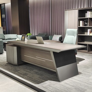 Modern Luxury Executive Desk Brown Modular Wooden L Shaped Boss Workstation <b>Table</b> Large MDF Furniture Commercial <b>Office</b> - Product Image 2