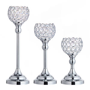 Top qualité métal aluminium cristal votif candélabre 5 bras métal bougeoir argent plaqué pour grand mariage table décorer - Product Image 4