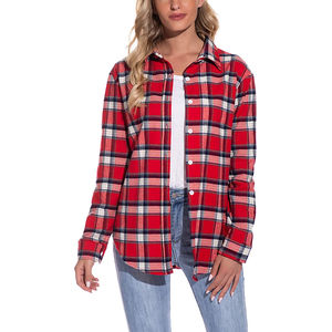 Chemise à boutons tendance et décontractée pour femmes Chemise solide en flanelle Vêtements d'automne Logo unique sur le devant Service OEM - Product Image 4
