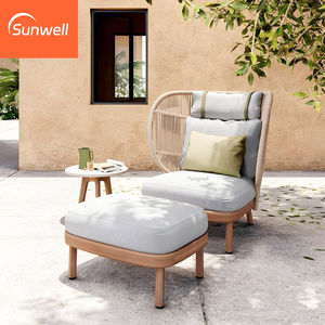 Ensemble <span class=keywords><strong>de</strong></span> canapés d'extérieur portables modernes en bois <span class=keywords><strong>de</strong></span> teck massif et corde tressée pour <span class=keywords><strong>jardin</strong></span>, patio, balcon, parc, hôtel, <span class=keywords><strong>salon</strong></span>, cour - Product Image 2