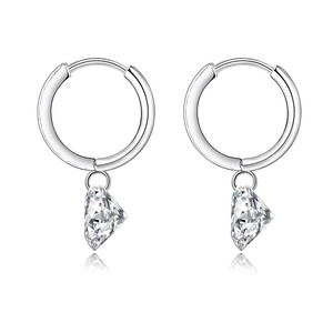 Luxury 925 Sterling <b>Silver</b> <b>Drop</b> <b>Earrings</b> GRA Certified Cut Lab Grown Diamond White Gold Plated Hoop Cute Style for Women's Party - Product Image 5