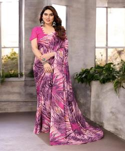 Saree en mousseline de coton à bas prix pour femme avec travail imprimé fantaisie Design moderne Look élégant pour la fête de mariage/Sari/Shari - Product Image 6