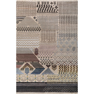 Alfombra Manchaha de Lana y Seda de Bambú Anudada a Mano, Color Marfil, 10 mm de Grosor, Patrón Geométrico Abstracto, Rectangular, para Pasillo u Hogar - Les-2607 - Product Image 1