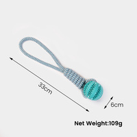 Jouet interactif Jemow TPR pour animaux : balle distributrice de friandises, jouet à mâcher pour le nettoyage des dents, durable, pour chats et chiens, jouet d'entraînement à la traction manuelle