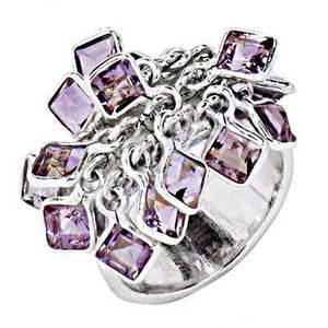 925 Sterling Silver <b>Boho</b> Statement <b>Ring</b> for Women Platinum with Cut Amethyst Gemstone Fine Jewelry for Promises - Product Image 2
