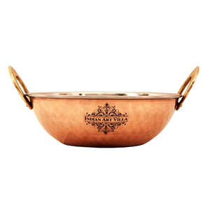 Handi artisanal en acier et cuivre pur avec bol Kadhai, wok, soupière et marmites à bouillon - Product Image 2