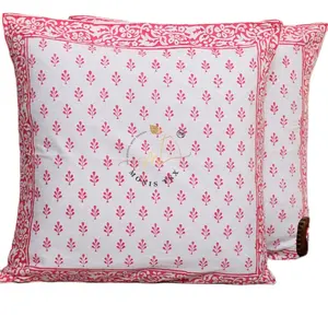 Block Printed Decorative Indian Handmade 100%Cotton Cushion Cover 200TC 45*45cm Azo Free OEM