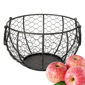Wholesale Round Iron Wire <b>Basket</b> Standard Size <b>Black</b> Powder Coating Finished Customized Designed for Fruits & Vegetables - Product Image 4
