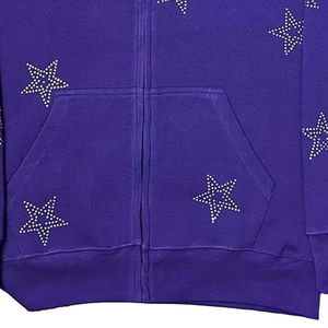 Transfert de chaleur strass sweat à capuche logo personnalisé marque privée diamant strass sweat à capuche diamant strass à capuche - Product Image 4