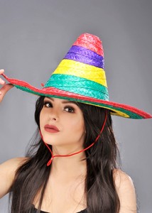Red & Yellow Embroidered Sombrero Party <b>Hats</b> for <b>Women</b> & Men for Daily Outdoor & Travel Dress up Mexican Style <b>Hat</b> - Product Image 3