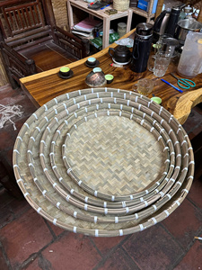 Cesta de frutas de bambú natural hecha en Vietnam, contenedor redondo tejido con asa para mostrador de cocina o decoración de granja - Product Image 5