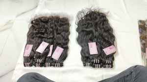 Extensiones de cabello humano indio virgen Remy recto alineado con cutícula al por mayor, máquina de doble trama, cabello natural sin procesar - Product Image 4