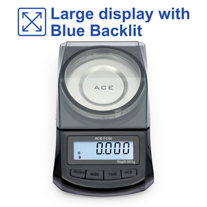 Báscula Digital de Bolsillo Portátil de Alta Precisión ACE FC-50 con Pantalla LCD Retroiluminada, Bandeja de Pesaje Rectangular, Tapa y Alimentación por Batería, Precisión de 0.001g - Product Image 6