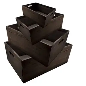 Multifunctional Multi Size Multiuse Wooden Crates High Quality Black Powder Coated Crates for Organizing Storing Fruits Clothes