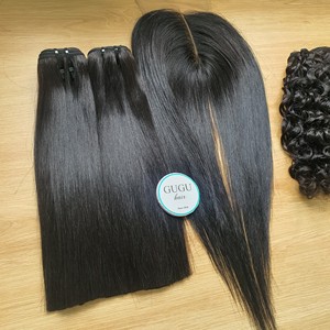 Peluca de cabello humano Remy virgen 100% crudo 22 pulgadas 12a Super doble dibujado suelta onda profunda paquetes de cabello recto - Product Image 3