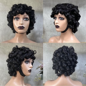 Peluca corta afro rizada/Peluca corta Pixie Tendencia caliente Color personalizado Frontal de encaje/Cierre Borgoña/Rubio/Color OEM - Product Image 2