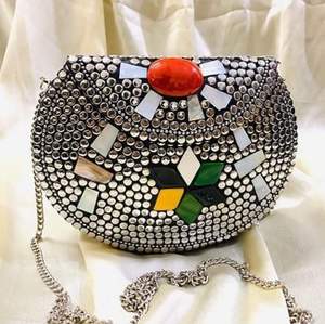 Handcrafted Authentic Metal Shoulder <b>Bag</b> & Evening <b>Bag</b> with Chain Top Quality Crossbody <b>Bags</b> Ladies Designer Handmade <b>Clutches</b> - Product Image 2