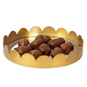 Plateau rond en cuivre pour le Ramadan Eid, plateau à fruits secs, plateau à bonbons, cadeau élégant, plateau de service pour la décoration festive - Product Image 5