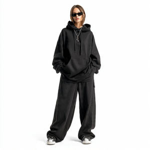 Conjunto de Sudadera con Hombros Caídos y Pantalones Deportivos Anchos, Chándal de Invierno para Mujer, Ropa Urbana Holgada, Elástica en Cuatro Direcciones, Transpirable - Product Image 2