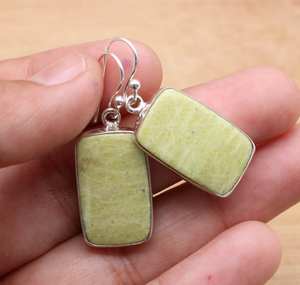 Ocean Jasper 925 Sterling Silver Gemstone Hook Earrings Handmade Natural Stone Jewelry Gift For Women - Product Image 2