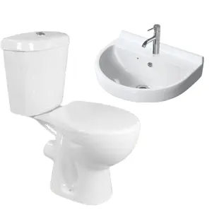 Economic cheap arab sanitary ware suite toilet bowl pedestal wash basin sink bathroom one piece washdown ceramic wc toilet set