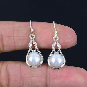 Boucles d'oreilles pendantes en perles et pierres précieuses Femme Argent sterling 925 Style bohème Tendance Cadeau de fête fait main - Product Image 3