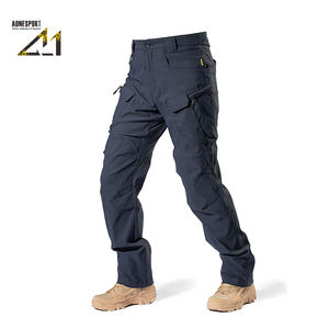 Pantalon de travail tactique pour homme, tissé, imperméable, coupe-vent, extensible, taille haute, droit, multi-poches, randonnée en plein air, camping, durable - Product Image 1