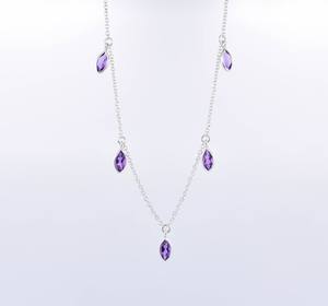 Collar de plata de amatista natural, cadena delicada, joyería hecha a mano, Plata de Ley 925, piedra natal minimalista, regalo para mujer - Product Image 3