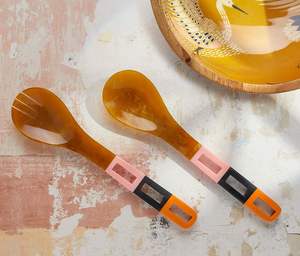 Ensemble de cuillère et de fourchette à salade en résine de qualité supérieure pour les restaurants et les fêtes, élégant, fait à la main, écologique, passe au lave-vaisselle - Product Image 2