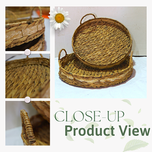 Juego de 2 bandejas para servir agua de Jacinto de madera Premium Vecraft con asas para desayuno y servicio de comida en casa - Product Image 4