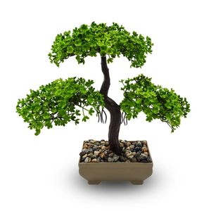 Pino giapponese Bonsai albero artificiale elegante verde piccola pianta finta decorazione per la casa/l'ufficio senza manutenzione - Product Image 1