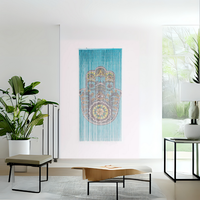 Rideaux de porte en perles de bambou faits à la main de haute qualité conception verticale Hamsa pour fenêtre de mariage couverture de porte diviseur de pièce pas cher