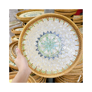 Bandeja rectangular de ratán Bandeja redonda para servir Producto de ratán de Vietnam - Product Image 1