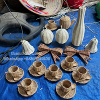 Service à thé en rotin tressé à la main, jouets de meubles de cuisine adaptés à l'âge, pour enfants de 5 à 7 ans, vente en gros directe du fabricant vietnamien