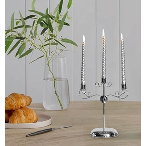 Photophore décoratif classique 3 bras chandelier candélabre pour décoration intérieure ornement Argent au meilleur prix - Product Image 4