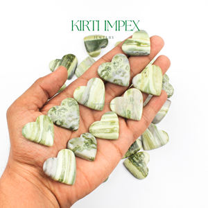 Cabochons en forme de cœur serpentin polis à la main avec dos plat pour la fabrication de bijoux à bricoler soi-même. - Product Image 3