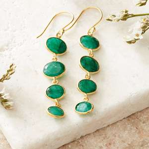 Fashion Elegant Classic Emerald Vintage 925 Silver Earing Natural Smooth Quality Earing <b>Gift</b> for Ladies <b>Wedding</b> Parties - Product Image 3