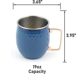 Taza de mula de Moscú con acabado azul y martillado con borde plateado liso Tazas de Moscú de acero inoxidable confiables para bebidas Eventos de fiesta - Product Image 2